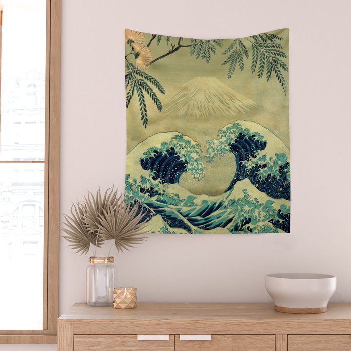 The Great Blue Embrace at Yama Wall Tapestry Gallery Image 2