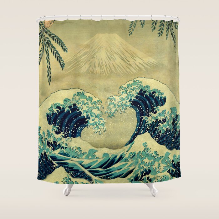 The Great Blue Embrace at Yama Shower Curtain Gallery Image 1