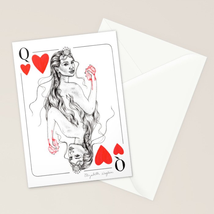 Mermaid Queen of Hearts Stationery Card Gallery Image 2