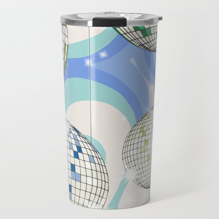 Groovy Party disco ball blue Travel Mug Gallery Image 1