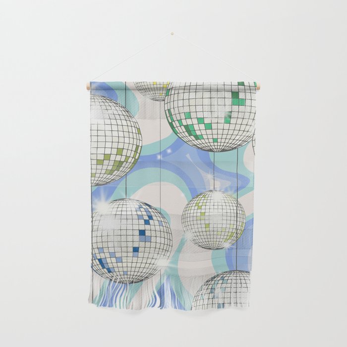 Groovy Party disco ball blue Wall Hanging Gallery Image 1