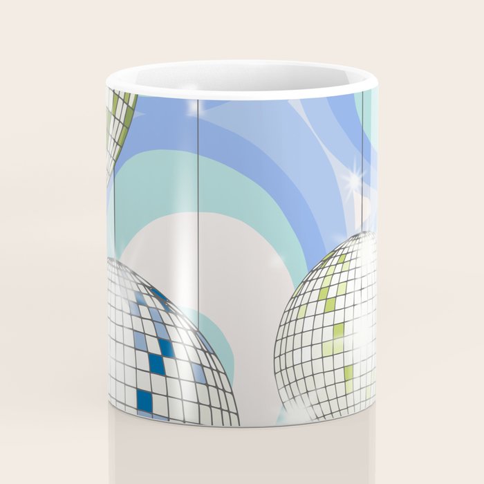 Groovy Party disco ball blue Coffee Mug Gallery Image 4