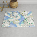 Groovy Party disco ball blue Rug Gallery Image 1