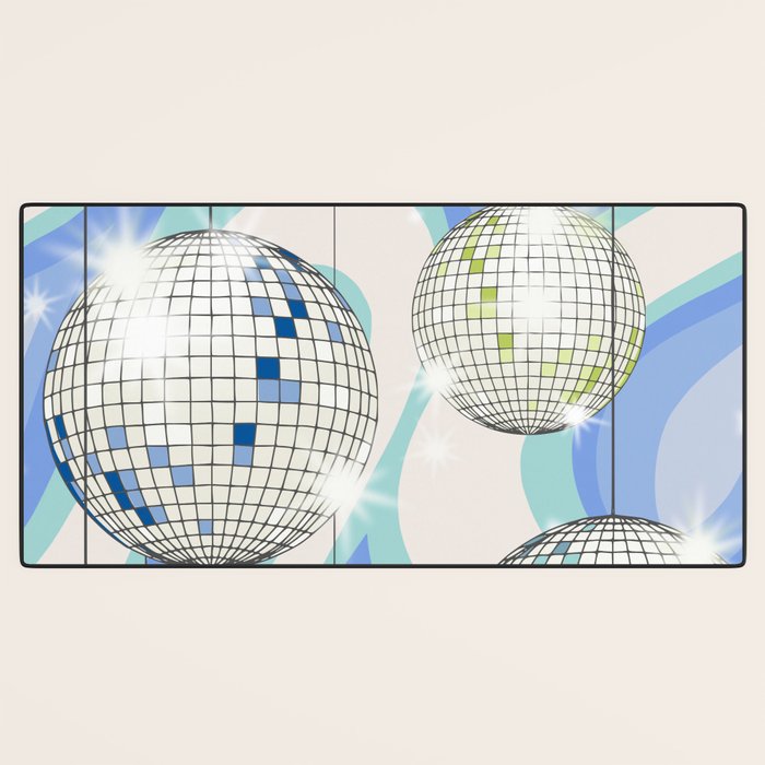 Groovy Party disco ball blue Desk Mat Gallery Image 3