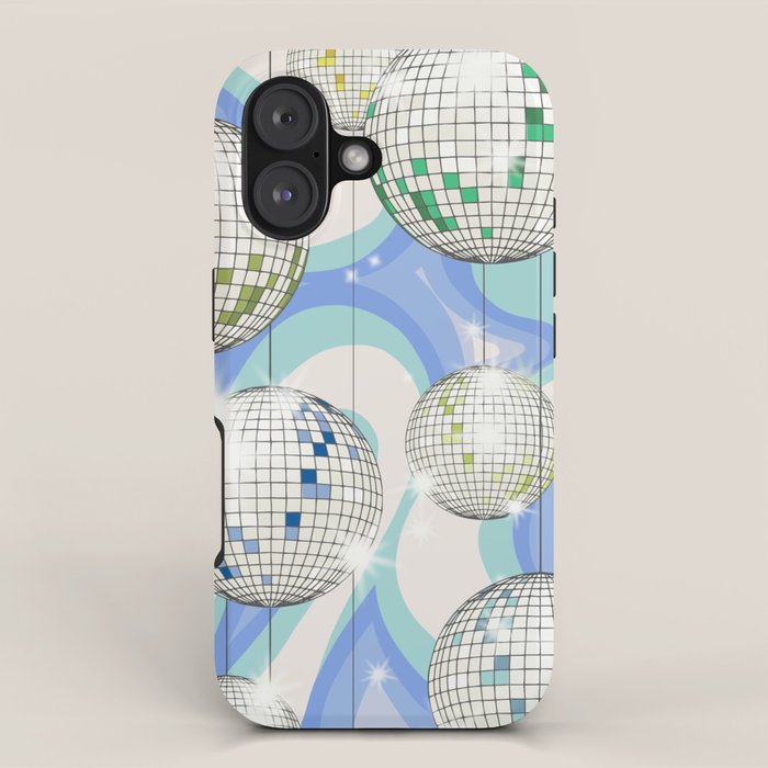 Groovy Party disco ball blue iPhone Case Gallery Image 1