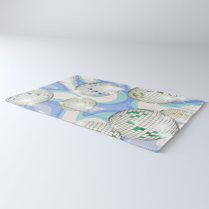 Groovy Party disco ball blue Rug Gallery Image 3