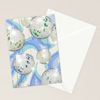 Groovy Party disco ball blue Stationery Card Gallery Image 2