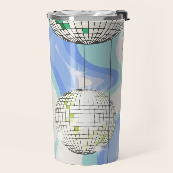 Groovy Party disco ball blue Travel Mug Gallery Image 2