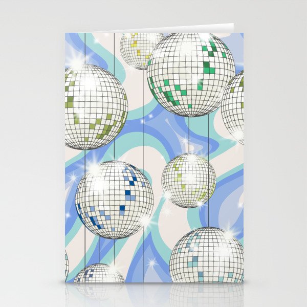 Groovy Party disco ball blue Stationery Card Gallery Image 2