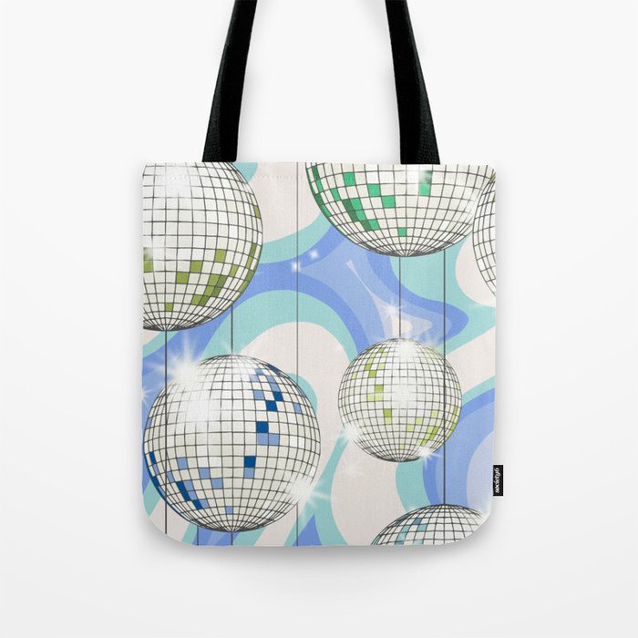 Groovy Party disco ball blue Tote Bag Gallery Image 1