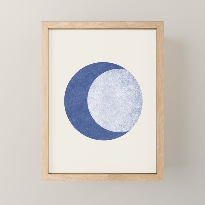 Moon Crescent - Blue Mini Art Print Gallery Image 1