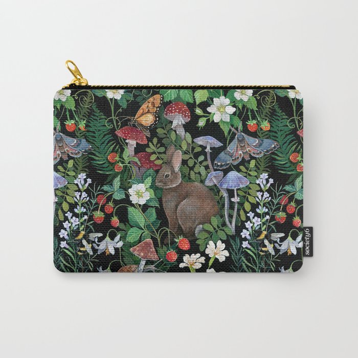 Rabbit and Strawberry Garden Carry All Pouch Gallery Image 1