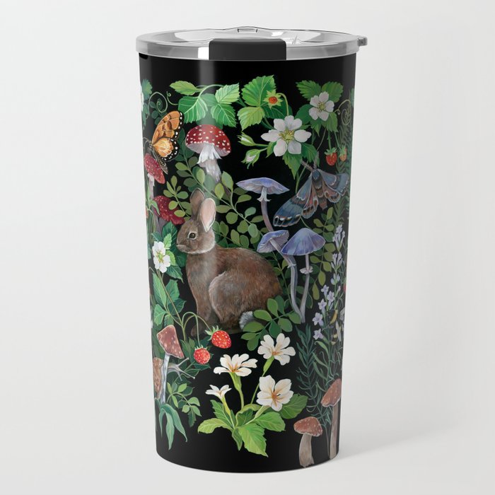 Rabbit and Strawberry Garden Travel Mug Gallery Image 1
