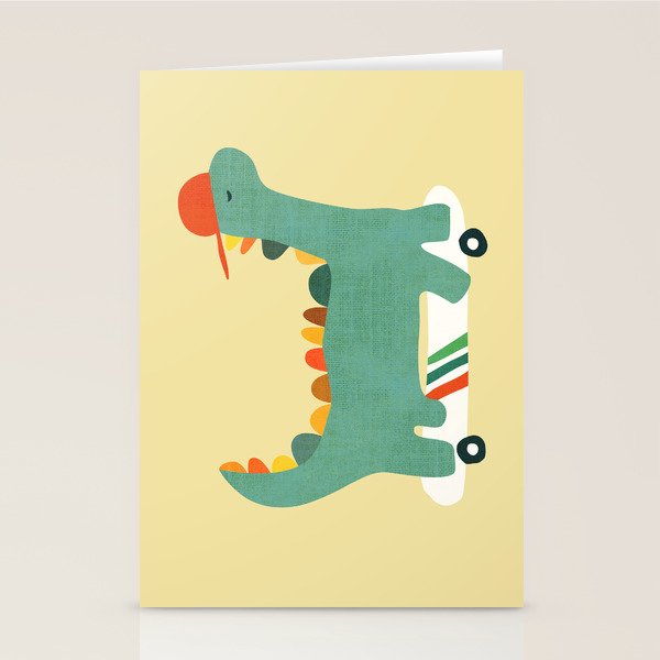 Dinosaur on retro skateboard Stationery Card Gallery Image 2