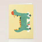 Dinosaur on retro skateboard Stationery Card Gallery Image 2