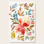 Red Turquoise Teal Floral Watercolor Cutting Board Gallery Image 1