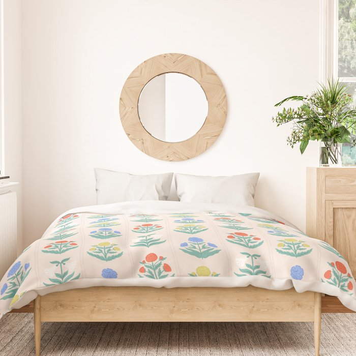 Block Print Flowers in Primary Duvet Cover Gallery Image 3