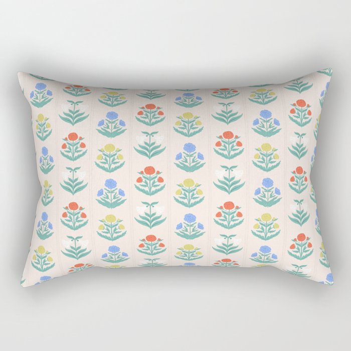 Block Print Flowers in Primary Rectangular Pillow Gallery Image 2