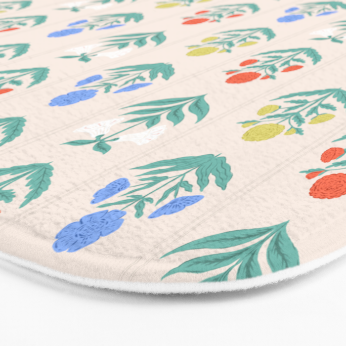 Block Print Flowers in Primary Bath Mat Gallery Image 3