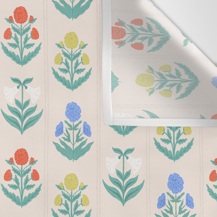 Block Print Flowers in Primary Wall Tapestry Gallery Image 3