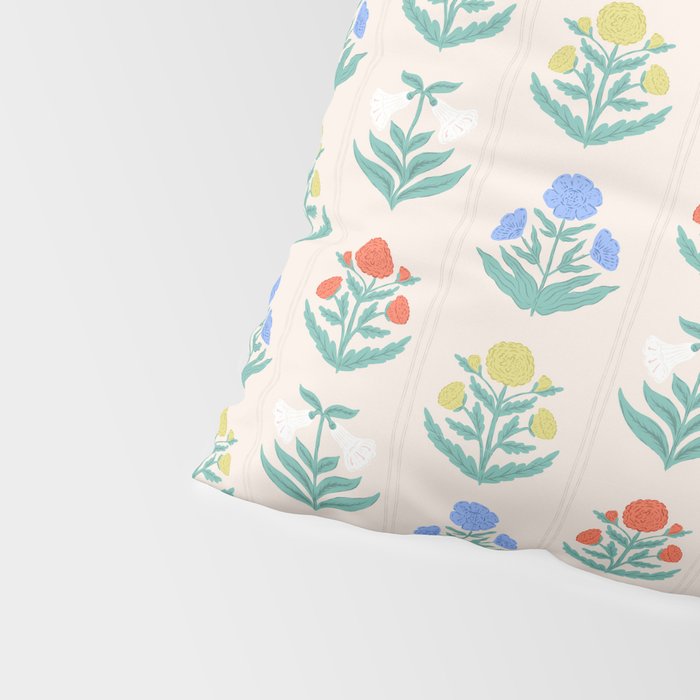 Block Print Flowers in Primary Pillow Sham Gallery Image 4