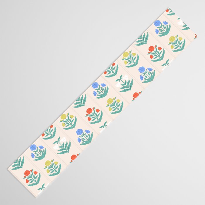 Block Print Flowers in Primary Table Runner Gallery Image 3