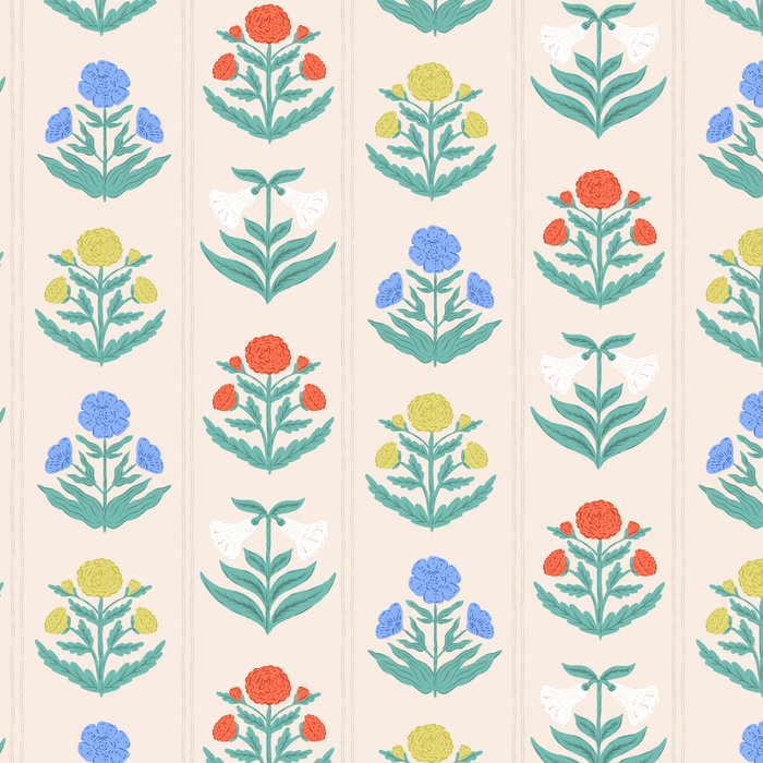 Block Print Flowers in Primary Coffee Mug Gallery Image 2