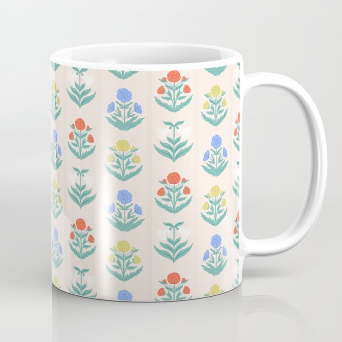 Block Print Flowers in Primary Coffee Mug Gallery Image 1