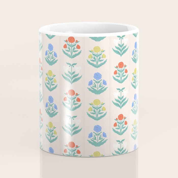 Block Print Flowers in Primary Coffee Mug Gallery Image 4