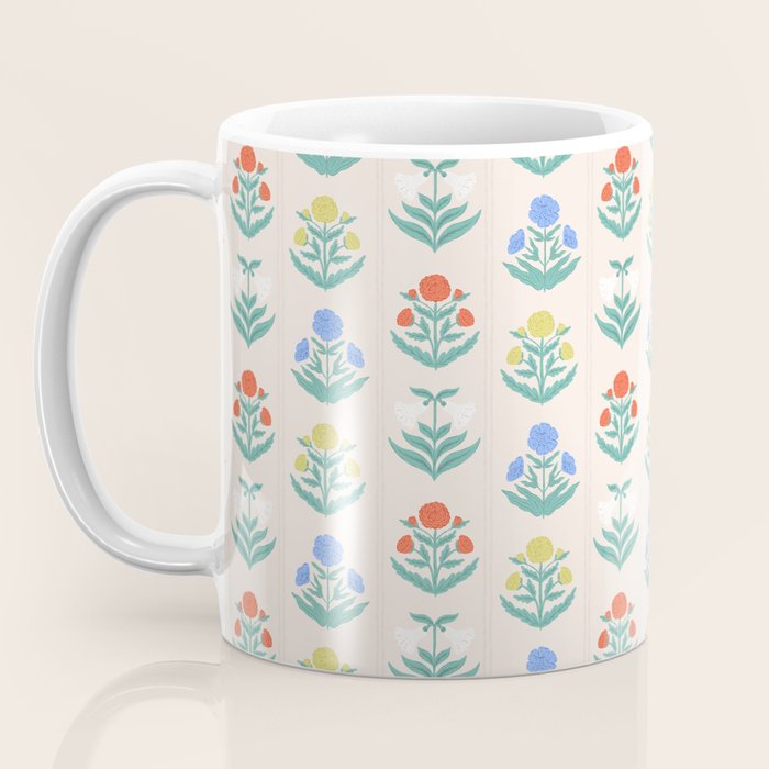 Block Print Flowers in Primary Coffee Mug Gallery Image 3