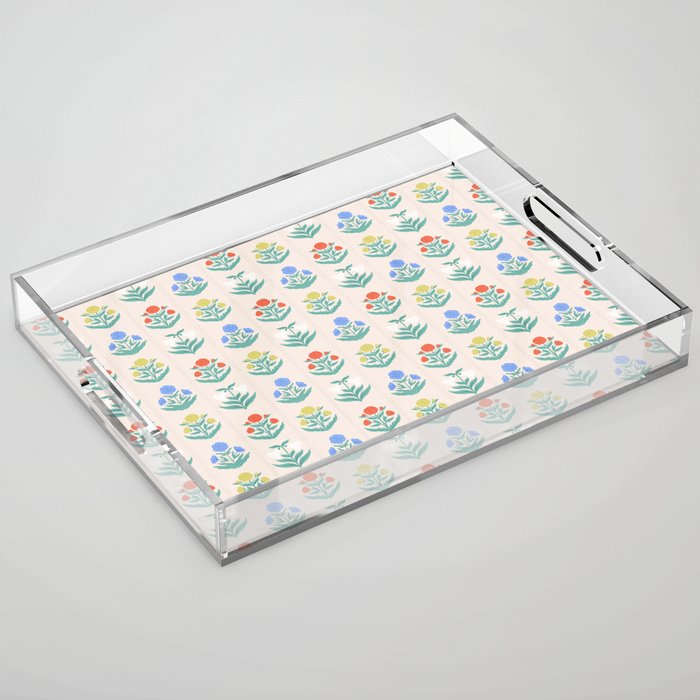 Block Print Flowers in Primary Acrylic Tray Gallery Image 1