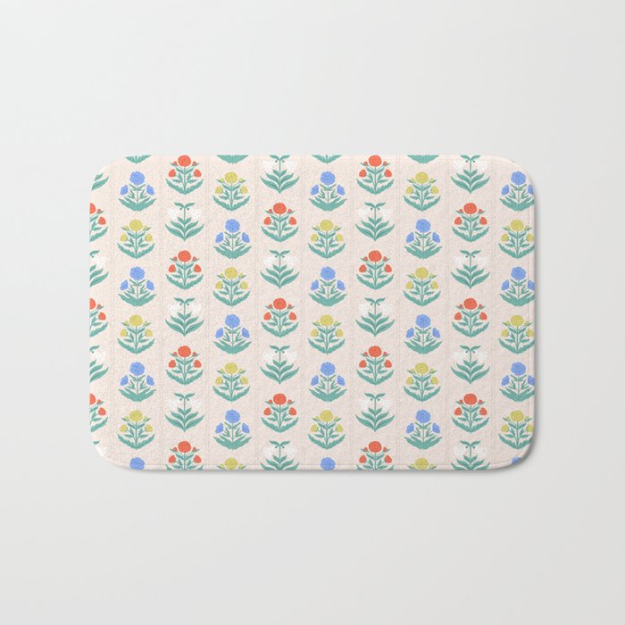 Block Print Flowers in Primary Bath Mat Gallery Image 1