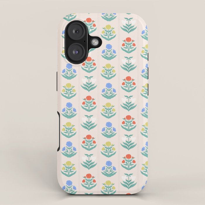 Block Print Flowers in Primary iPhone Case Gallery Image 1