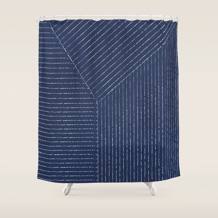 Lines (Navy) Shower Curtain Gallery Image 1