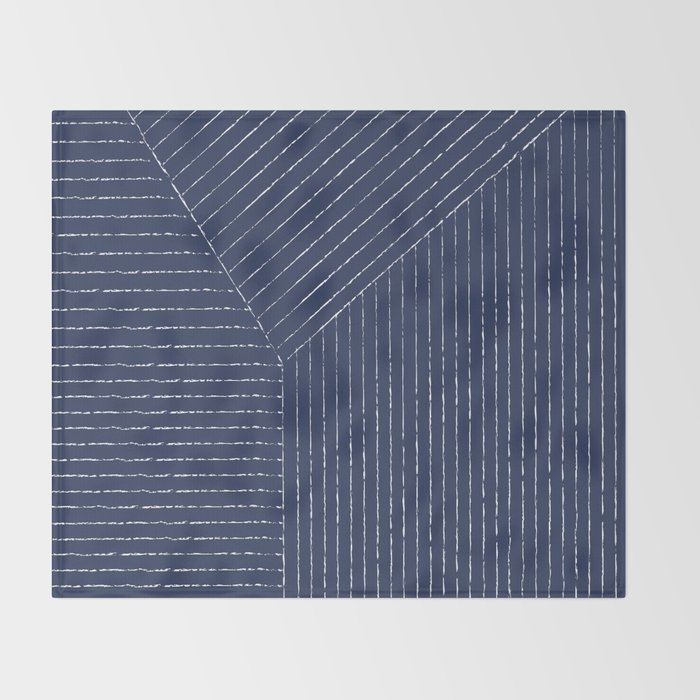 Lines (Navy) Throw Blanket Gallery Image 2