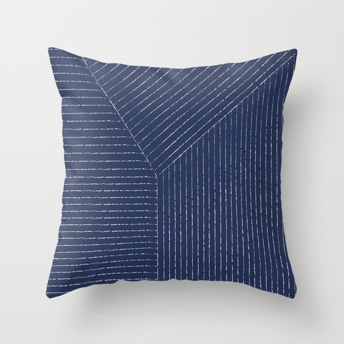 Lines (Navy) Throw Pillow Gallery Image 6