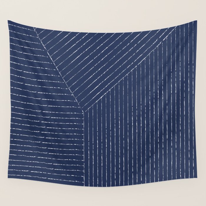 Lines (Navy) Wall Tapestry Gallery Image 4