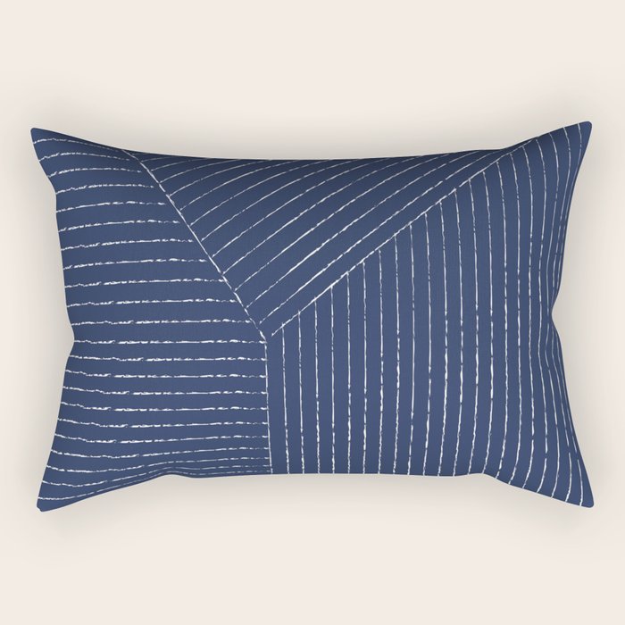 Lines (Navy) Rectangular Pillow Gallery Image 1