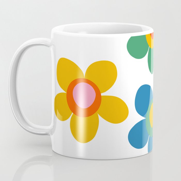 Cheerful Maisie Flowers Colorful Floral Pattern on Pink Coffee Mug Gallery Image 3