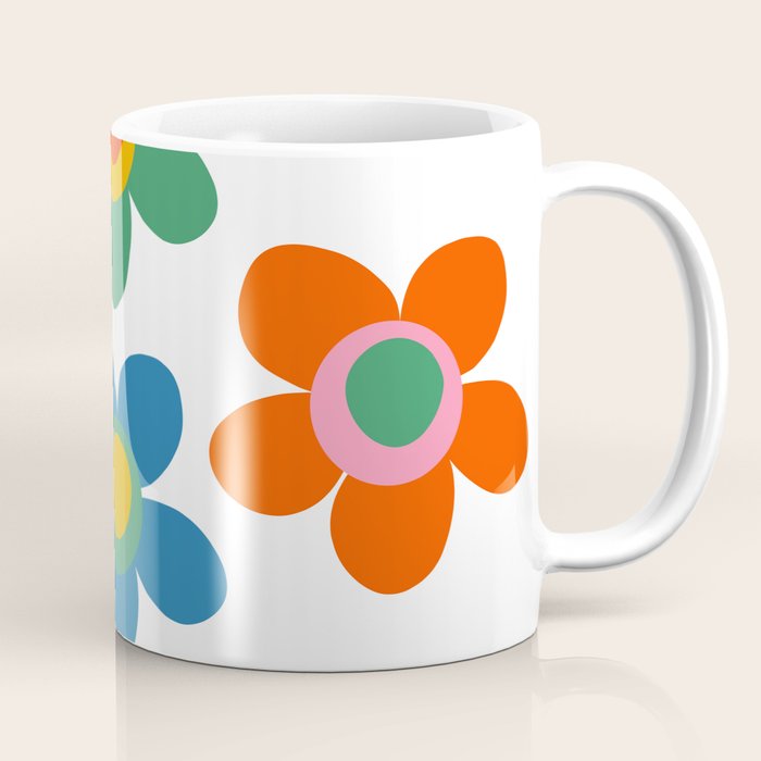 Cheerful Maisie Flowers Colorful Floral Pattern on Pink Coffee Mug Gallery Image 1