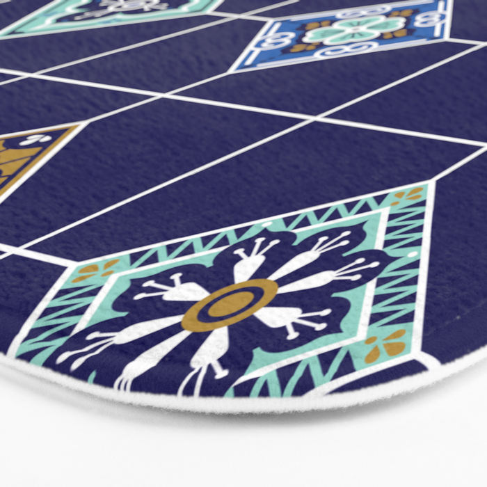 Talavera Mexican Tile - Navy & Bronze Palette Bath Mat Gallery Image 3