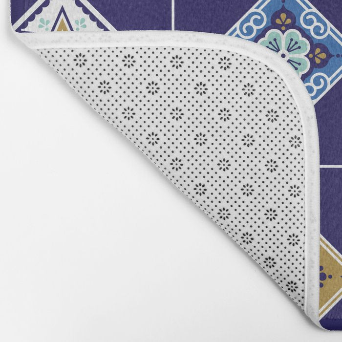 Talavera Mexican Tile - Navy & Bronze Palette Bath Mat Gallery Image 2