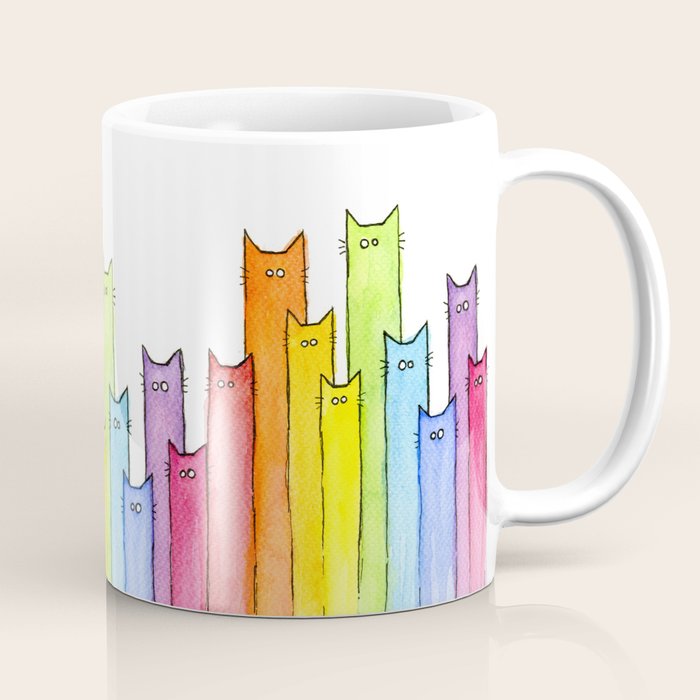 Rainbow of Cats Funny Whimsical Animals Coffee Mug Gallery Image 1