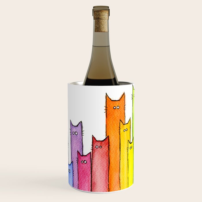 Rainbow of Cats Funny Whimsical Animals Wine Chiller Gallery Image 1