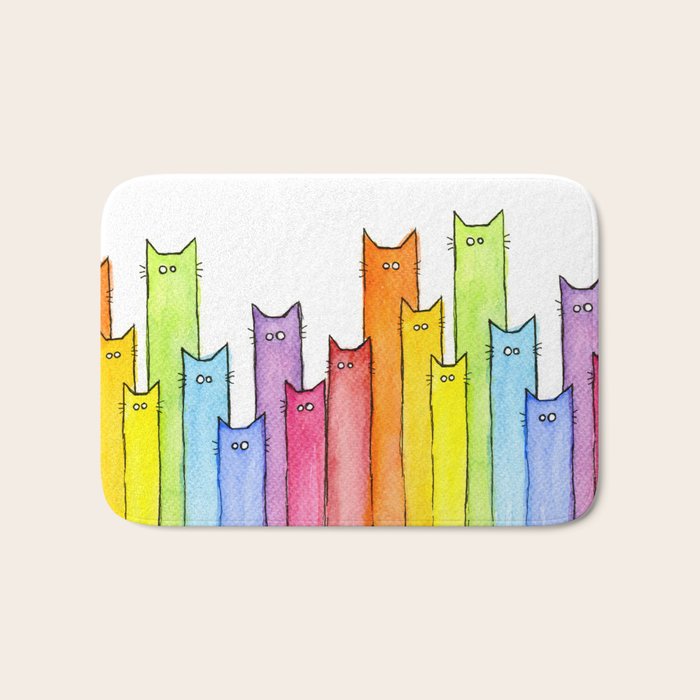 Rainbow of Cats Funny Whimsical Animals Bath Mat Gallery Image 1