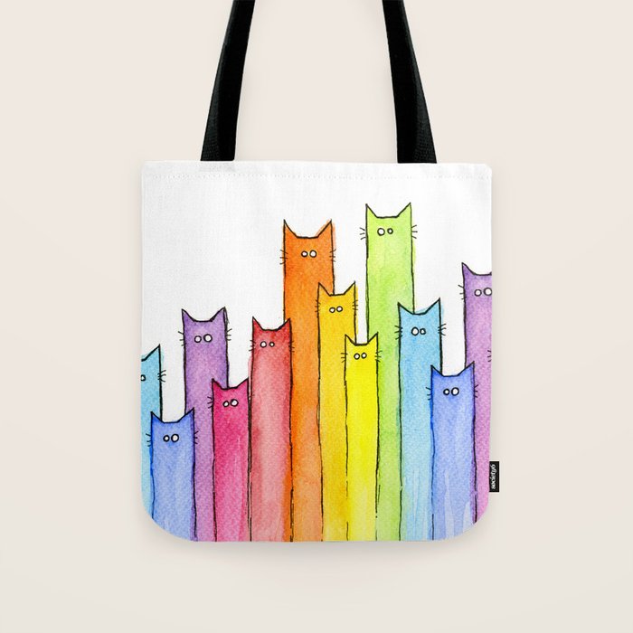 Rainbow of Cats Funny Whimsical Animals Tote Bag Gallery Image 1