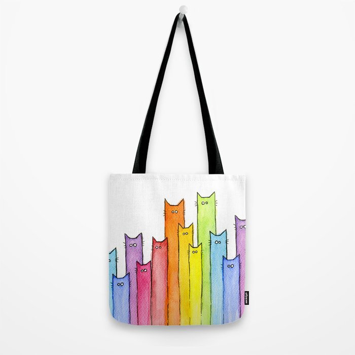 Rainbow of Cats Funny Whimsical Animals Tote Bag Gallery Image 2