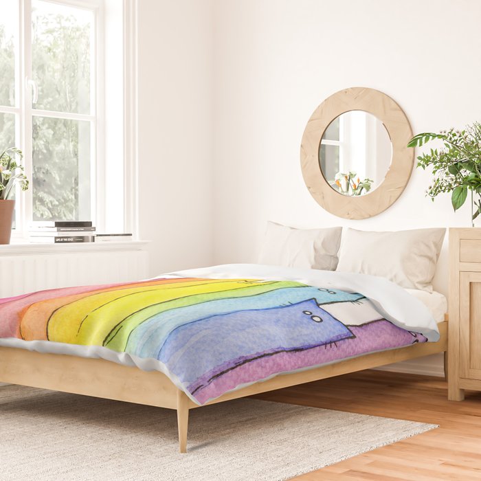 Rainbow of Cats Funny Whimsical Animals Duvet Cover Gallery Image 2