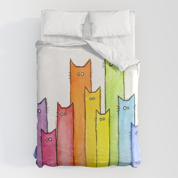 Rainbow of Cats Funny Whimsical Animals Duvet Cover Gallery Image 6