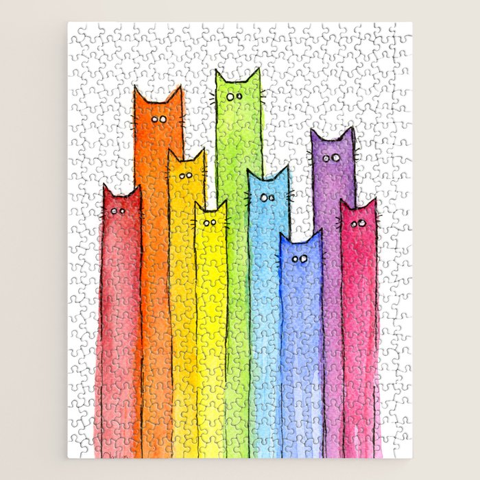 Rainbow of Cats Funny Whimsical Animals Jigsaw Puzzle Gallery Image 1